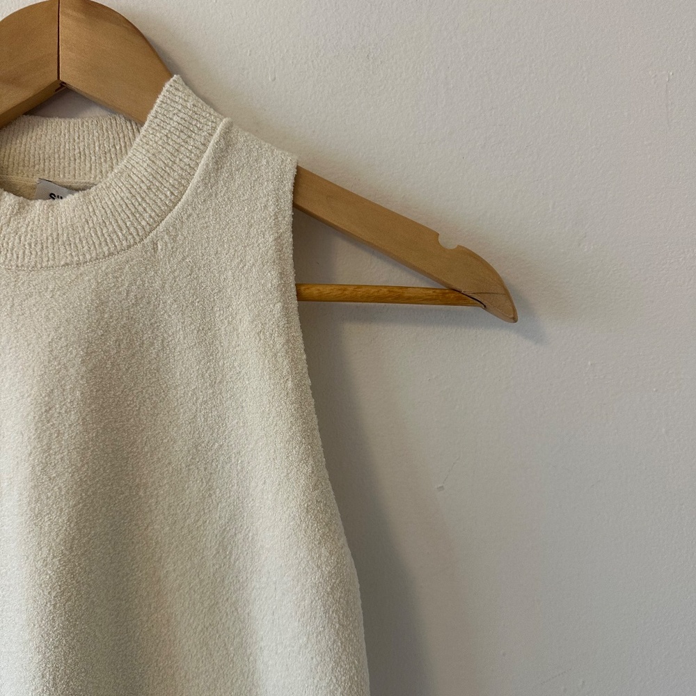 NWT Simkhai Tatyana Cropped Bouclé-knit Top in Cream | Size Small - Picture 2 of 8